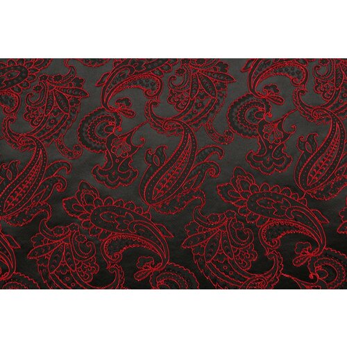 Ткань Жаккард-стрейч чёрно-красный вензельный узор, ш144см, 0,5 м ткань вискоза плательная узор пейсли в сине розово чёрно кремовой гамме ш144см 0 5 м