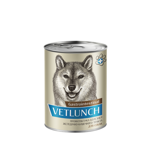 Влажный корм для собак Vetlunch Gastrointestinal профилактика болезней желудочно-кишечного тракта ЖКТ консервы 12шт. * 340гр.