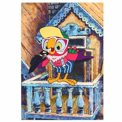 Ежедневник А5 40 листов софт-тач на скрепке Союзмультфильм Попугай Кеша 466₽