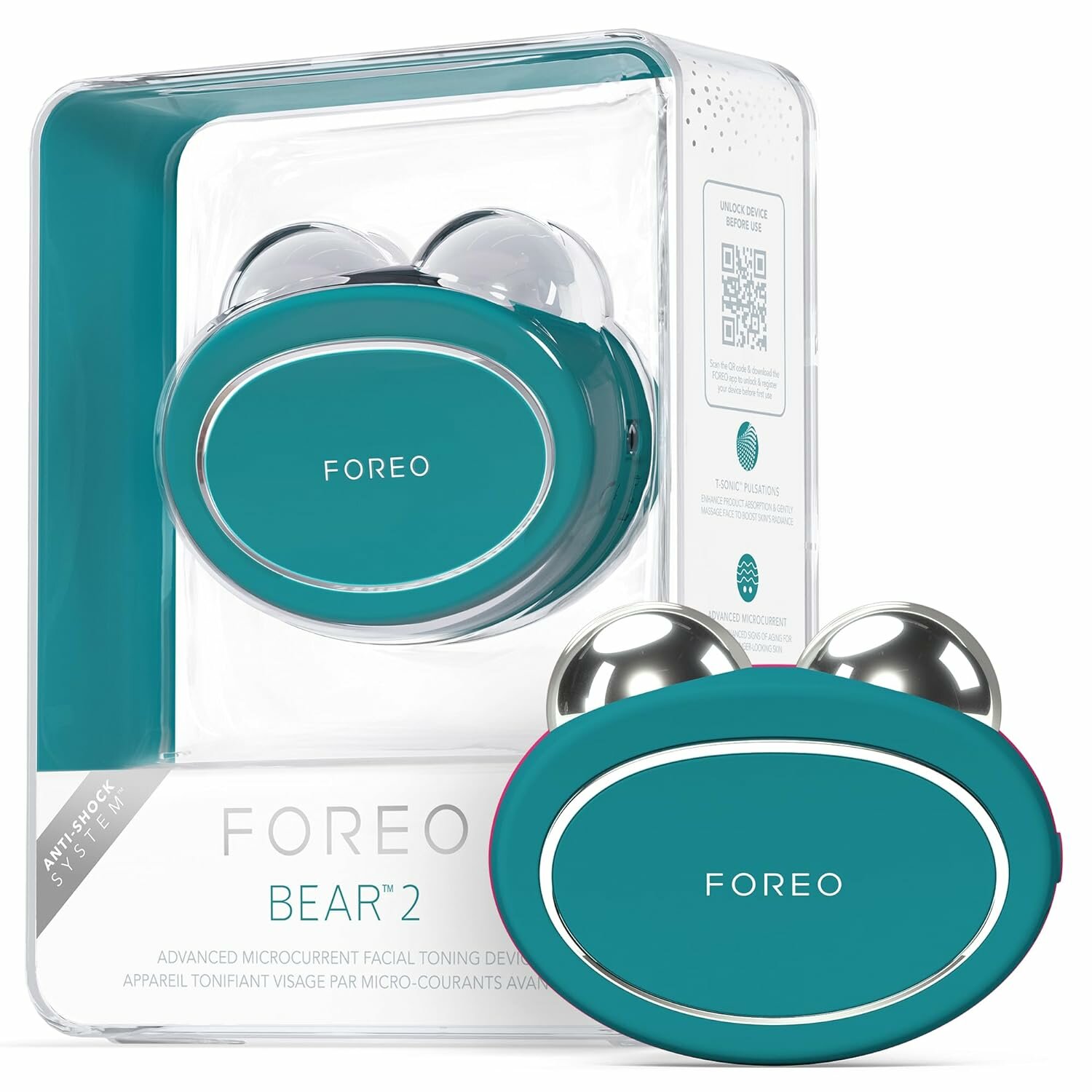 FOREO BEAR 2 умные тонизирующие микротоки для лица, Evergreen