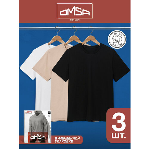 Футболка Omsa, размер 50(XL), черный, бежевый