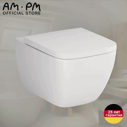 Изображение товара Унитаз подвесной AM.PM Hit быстросъемное сиденье с микролифтом, безободковый