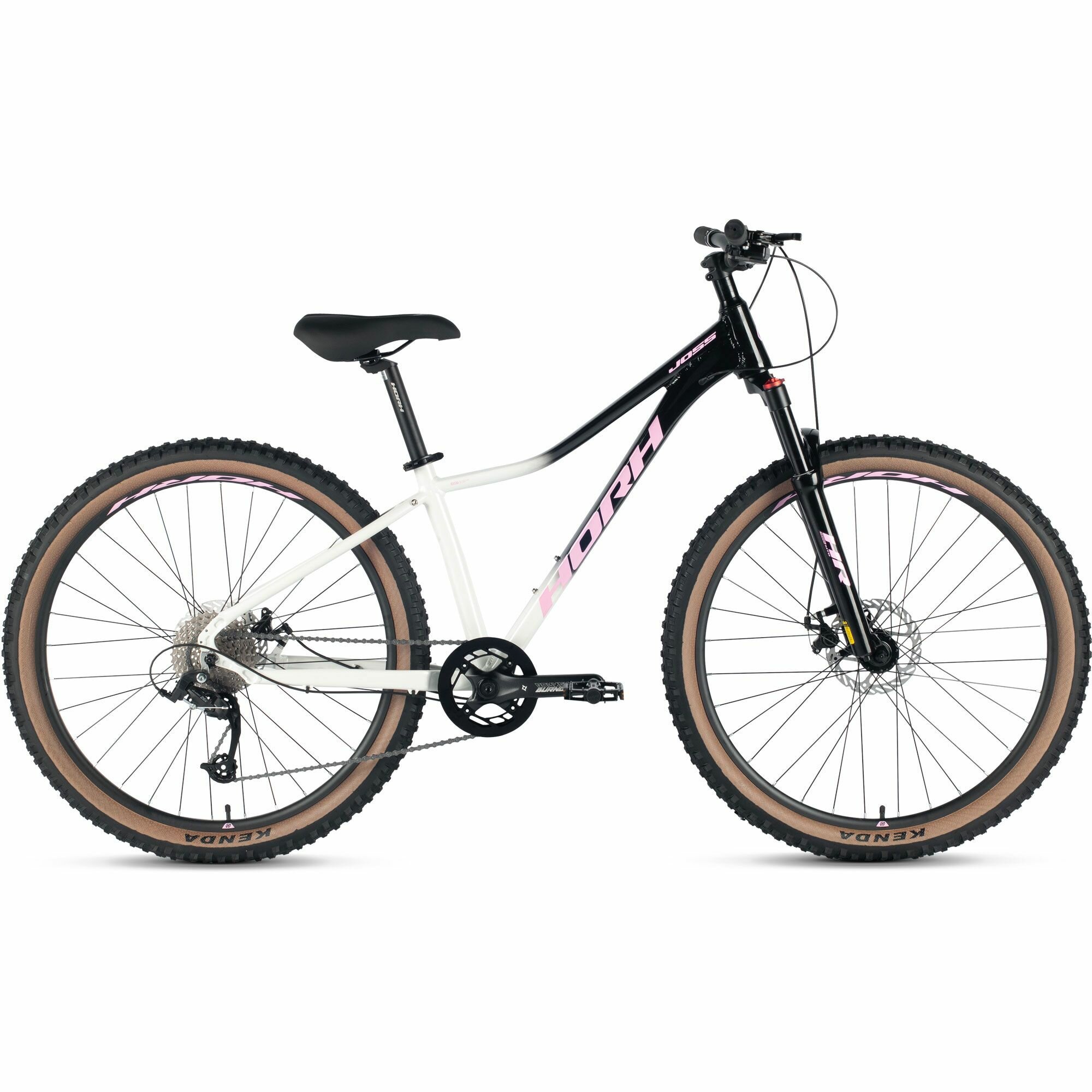 Велосипед горный Horh Joss JMD 7.0 27.5" (2024) Black-Grey-Pink, взрослый, женский, алюминиевый, 8 скоростей, дисковые механические тормоза, размер рамы 15, рост 160-170 см