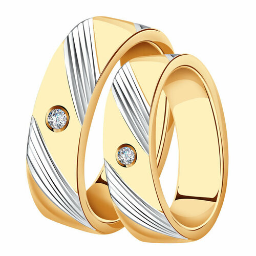 Кольцо обручальное Diamant online, красное золото, 585 проба, бриллиант, размер 18