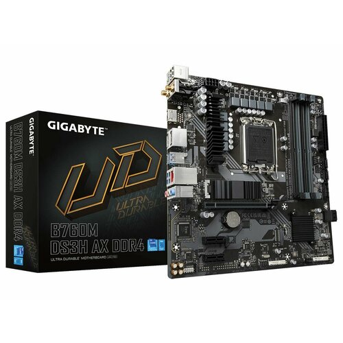 Материнская плата GIGABYTE B760M DS3H AX DDR4 LGA 1700 Intel B760 mATX Ret 15310₽