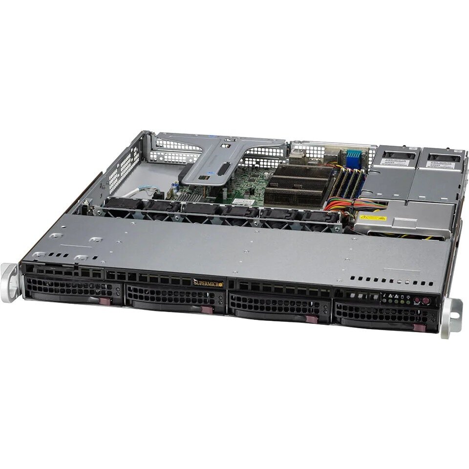 Supermicro Сервер Supermicro SYS-510T-MR 1U, 2x400W, LGA1200, iC256, 4xDDR4 ECC, 4x3.5" bays, 2x1GbE, IPMI