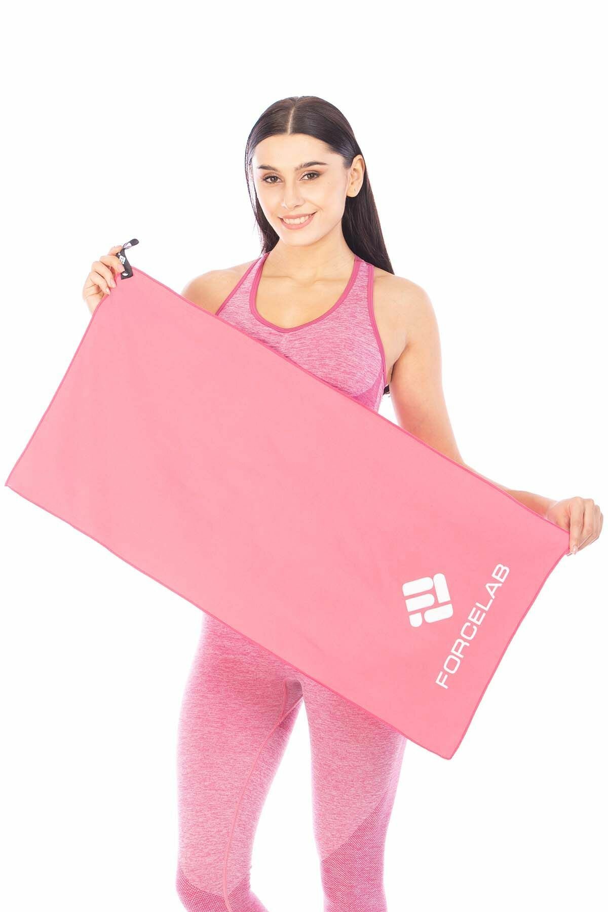 фото Полотенце FORCELAB маленькое спортивное быстросохнущее мягкое из микрофибры для бассейна, тренировок, фитнеса, спорта, для рук размер 40х80, розовое