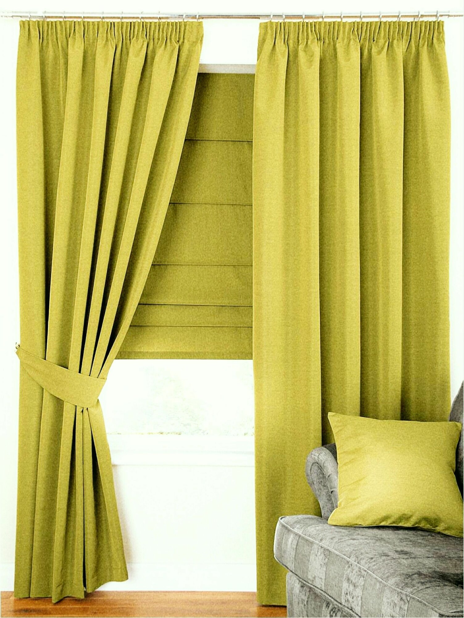 фото Комплект штор / Нубук турция, цвет фисташковый, 250*322