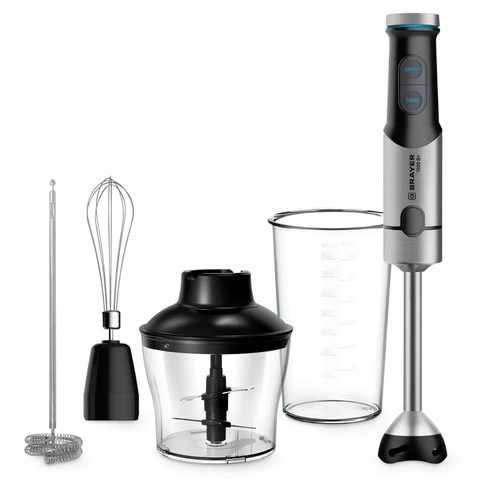 Погружной блендер BRAYER 1258BR 1500 Вт капуч венч стак 800 измельч 600 титан лезв BR1258 559900₽