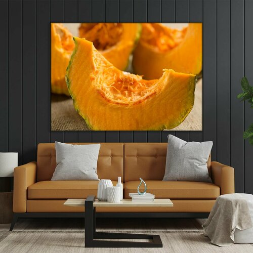 Картина на холсте (Дольки тыквы, плодовое растение) 40 60 см/ для интерьера/в комнату/на стену/в подарок