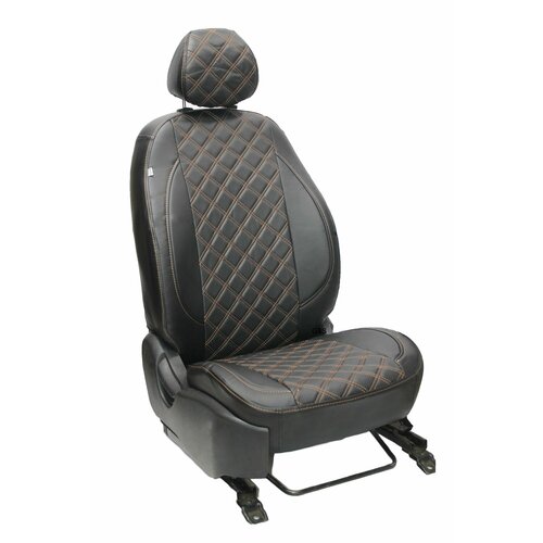 Чехлы для автомобильных сидений комплект Premium на RENAULT KAPTUR (2016-н. в.) джип, авточехлы модельные экокожа, черный ромб шоколад нить