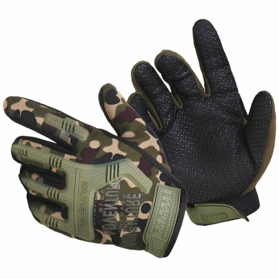 фото Перчатки тактические мужские Outdoor Gloves Adventure полноразмерные прорезиненные Мультикам