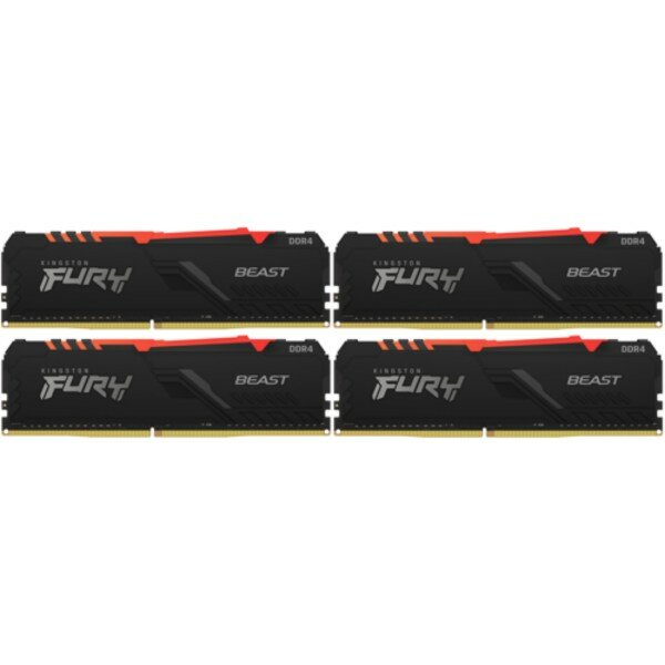 Память оперативная Kingston 32GB 3200MHz DDR4 CL16 DIMM (Kit of 4) FURY Beast RGB kf432c16bbak4/32