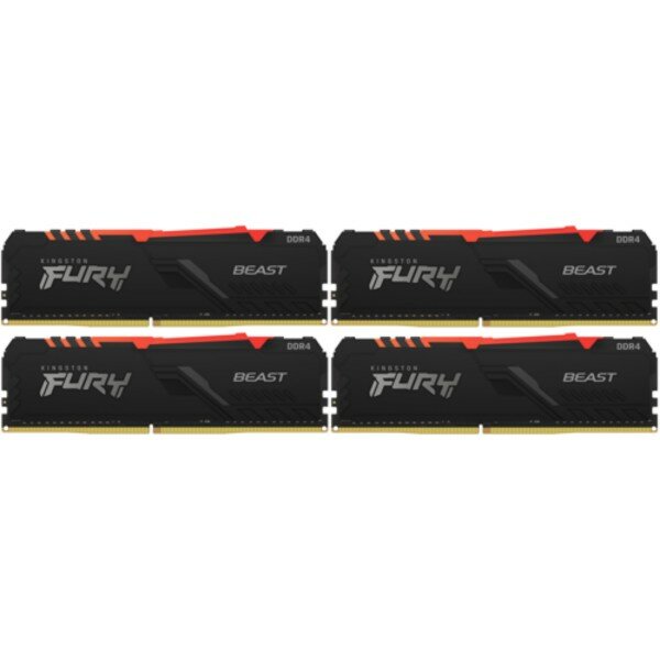 Память оперативная Kingston 32GB 3200MHz DDR4 CL16 DIMM (Kit of 4) FURY Beast RGB kf432c16bbak4/32