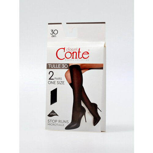 Гольфы Conte elegant TULLE, 30 den, 2 пары, размер 36-39, черный гольфы 2 пары размер 42 48 коричневый черный