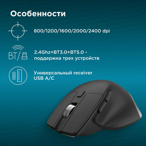 Мышь Oklick 503MW оптическая беспроводная USB черный 1885274 266000₽