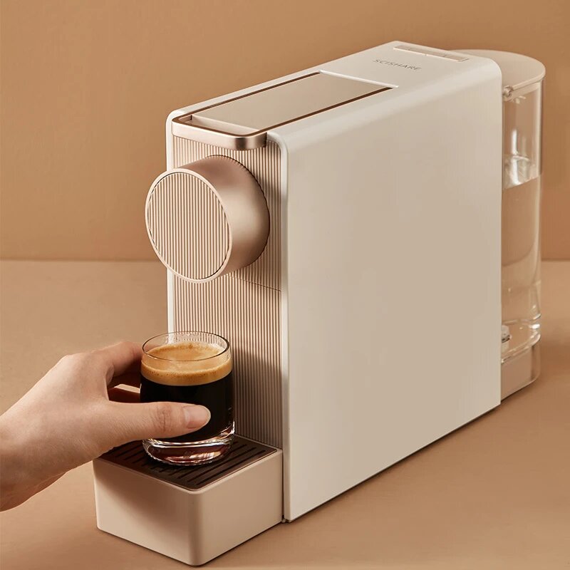 Кофемашина капсульная Xiaomi Scishare Capsule Coffee Machine Mini (S1201), Цвет: Gold золотистый, CN-версия,переходник кладём в подарок