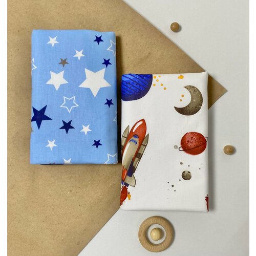 Пелёнки многоразовые, непромокаемые, Космос, 2 штуки, размер 80х60, сатин 100% хлопок и мембрана