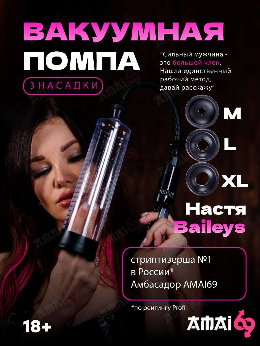 Вакуумная помпа 3 насадки M, L, XL