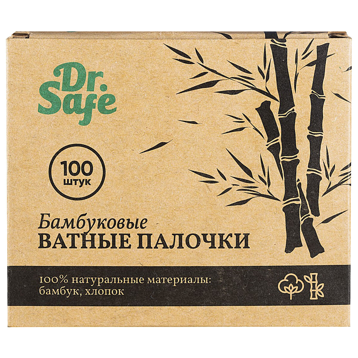 Ватные палочки Dr Safe бамбуковые 100шт