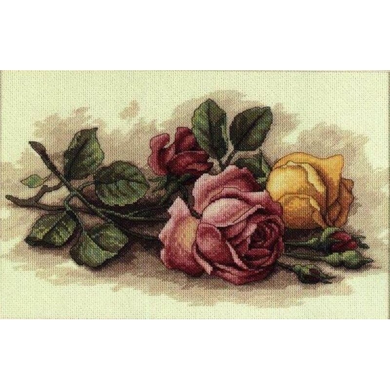 13720 Набор для вышивания крестом DIMENSIONS Rose Cuttings "Срезанные розы"