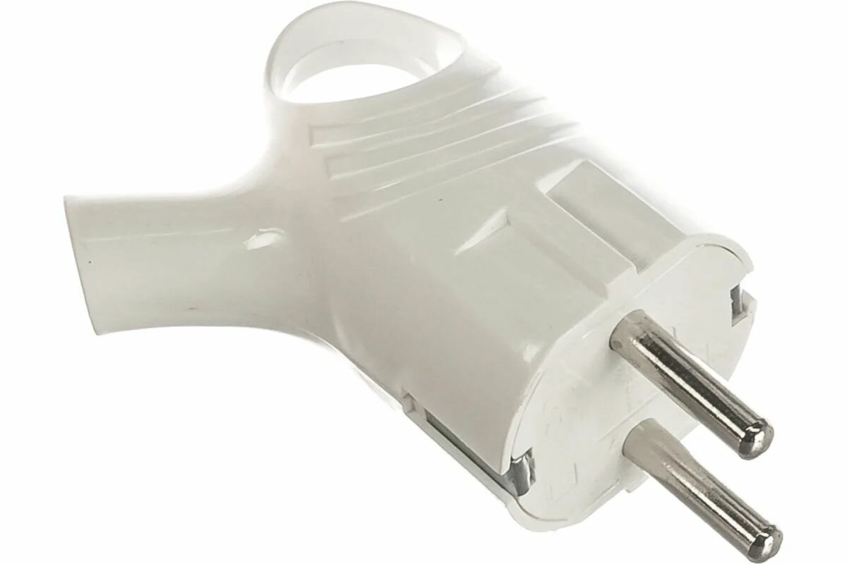 Электрическая вилка ЭРА Vx4-W, с заземлением, угловая, 16А, белая
