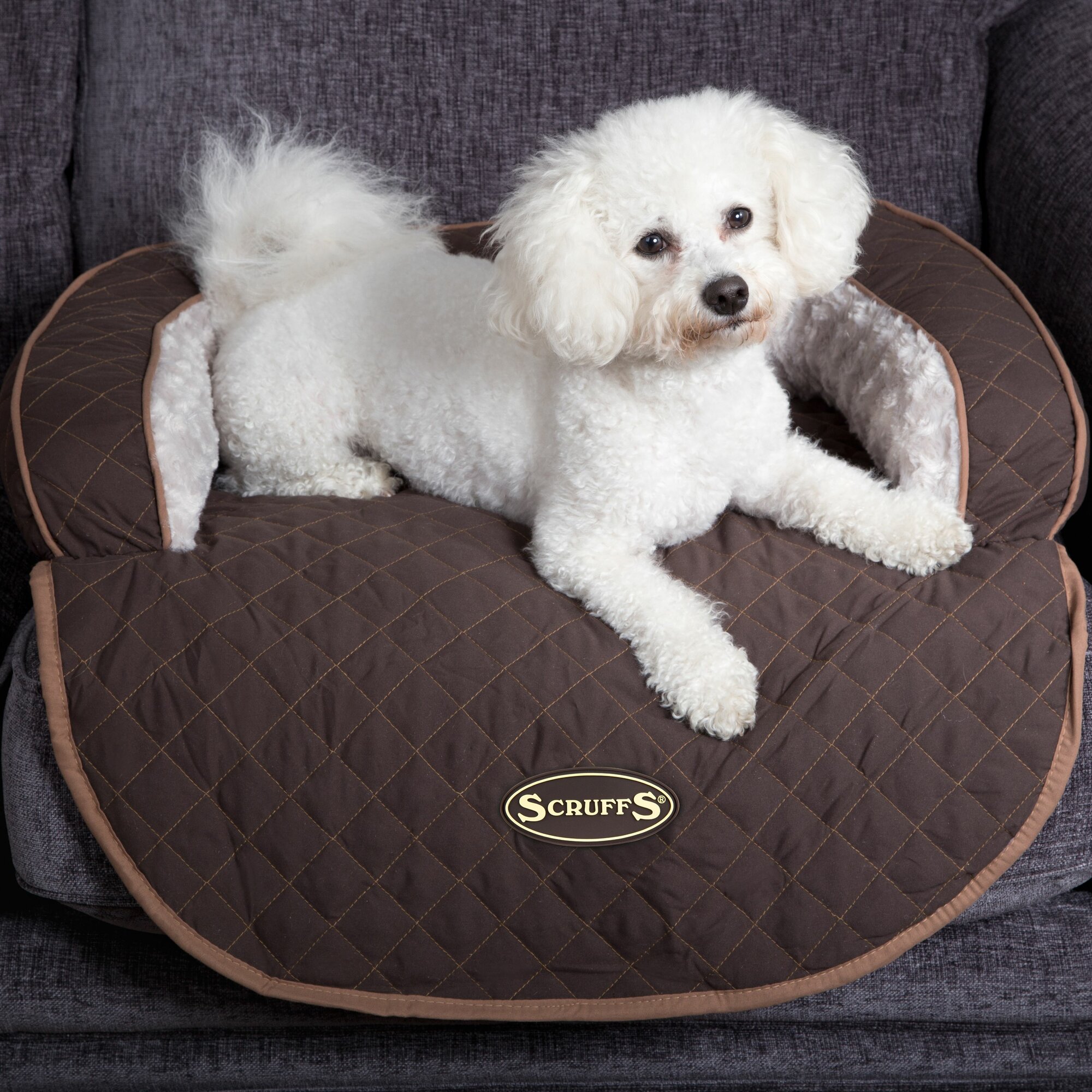 Лежанка на диван для собак и кошек SCRUFFS "Wilton", коричневый, 65х70х13см (Великобритания)