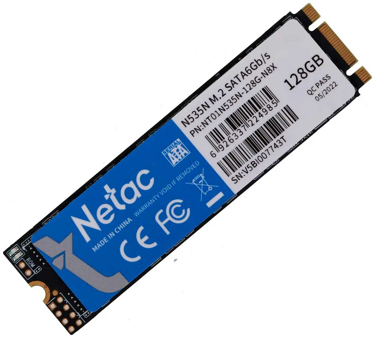SSD накопитель Netac M.2 N535N 128 Гб SATA III 3D NAND (NT01N535N-128G-N8X)