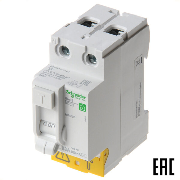 Устройство защитного отключения Schneider Electric Resi9 R9R52263 (тип АС) 63А-100мА 230В 2P 60кА