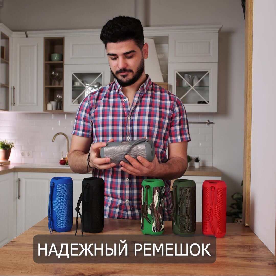 Влагозащитная портативная колонка bluetooth, AMFOX, ASP-777, 2 динамика по 5Вт, как jbl акустика с подсветкой, xiaomi, темно-зеленая — фото 1