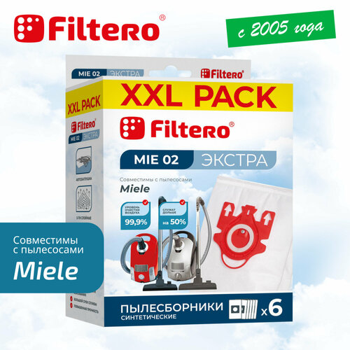 Мешки-пылесборники Filtero MIE 02 XXL Pack Экстра, для пылесосов Miele, синтетические, 6 штук