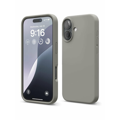 Elago для iPhone 16 чехол Soft silicone (Liquid) Medium Grey серый