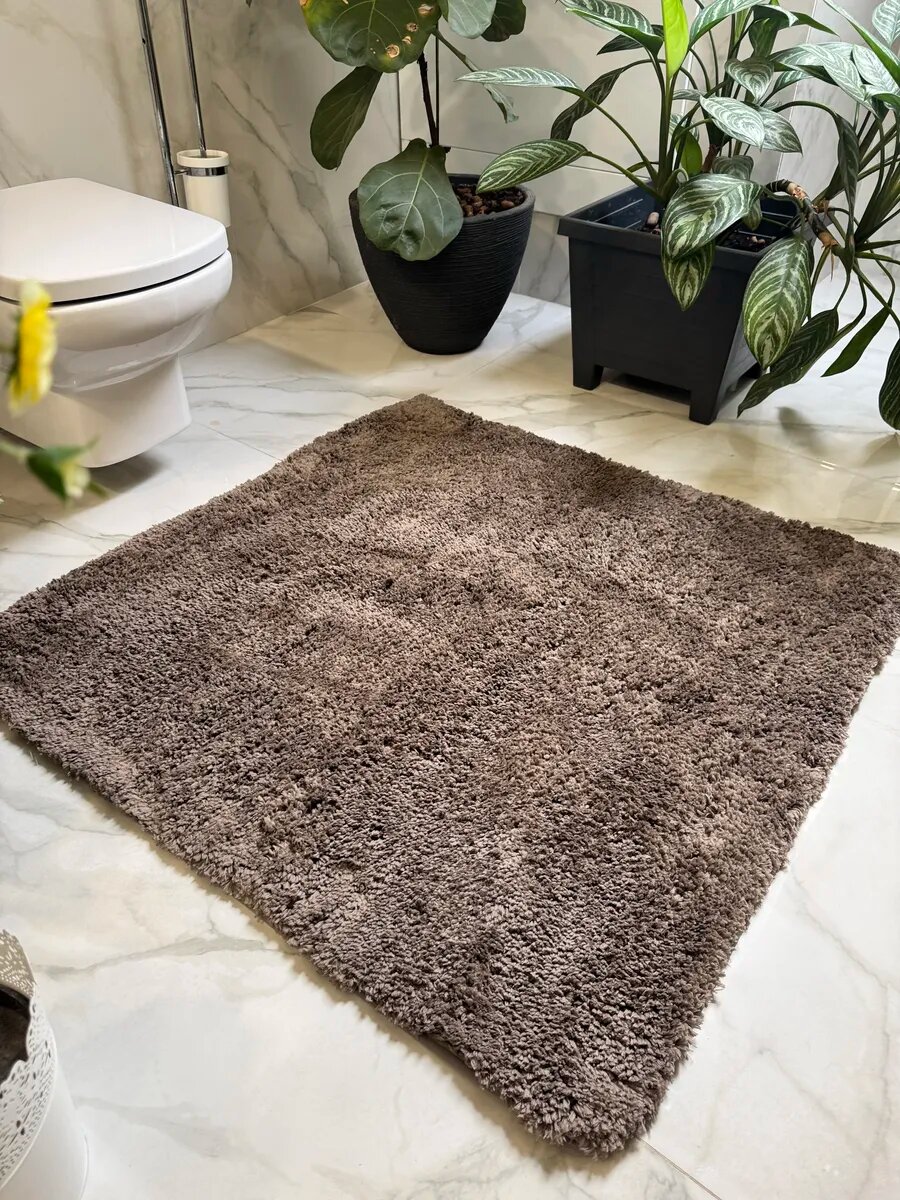 Коврик Natali's Carpets на пол для ванной и туалета коричневый 50х80 см