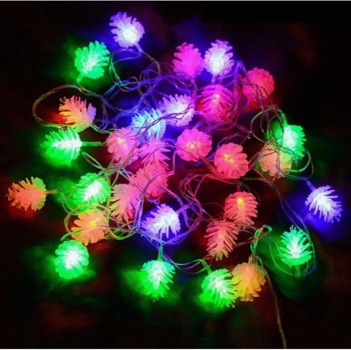 Новогодняя гирлянда светодиодная линейная, с "шишками", разноцветная, 3.5 метра