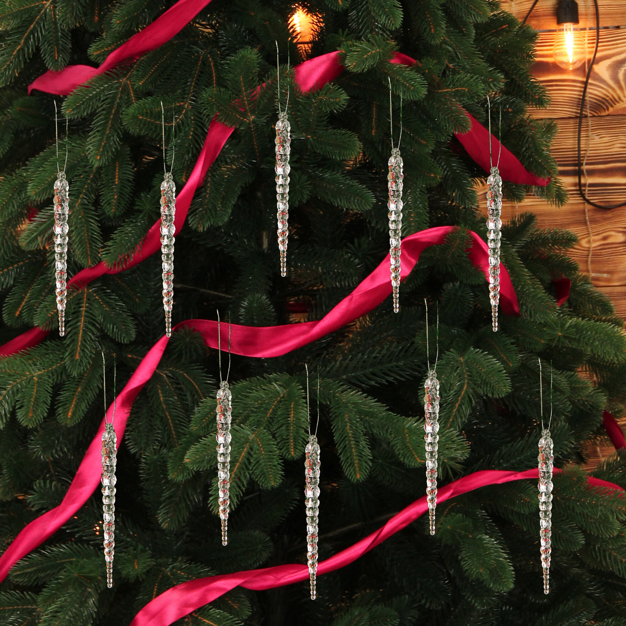 Новогоднее украшение на елку «Сосульки» 15 см, 10 шт