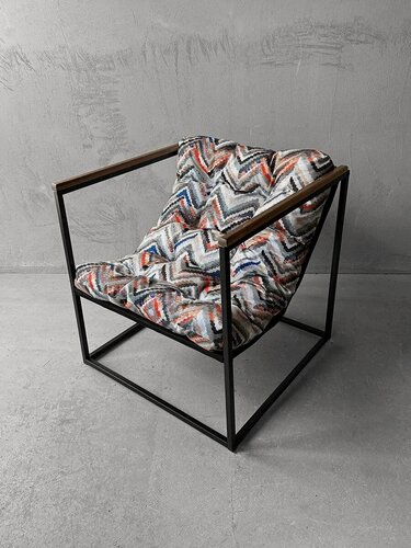 Изображение товара Кресло мягкое удобное для отдыха, уличное, на балкон, на веранду, в стиле лофт, минимализм, Лофтовик ++ велюр разноцветный