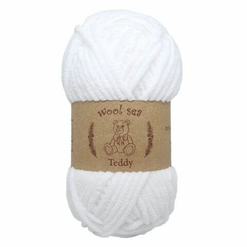 Пряжа Wool Sea Teddy Белый (01) 1 моток 50 г/55 м (100% микрополиэстер) вул си тедди