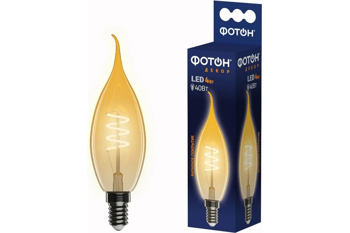 Светодиодная филаментная лампа фотон LED FL BXS35-S 4W E14 2200К серия декор 23960