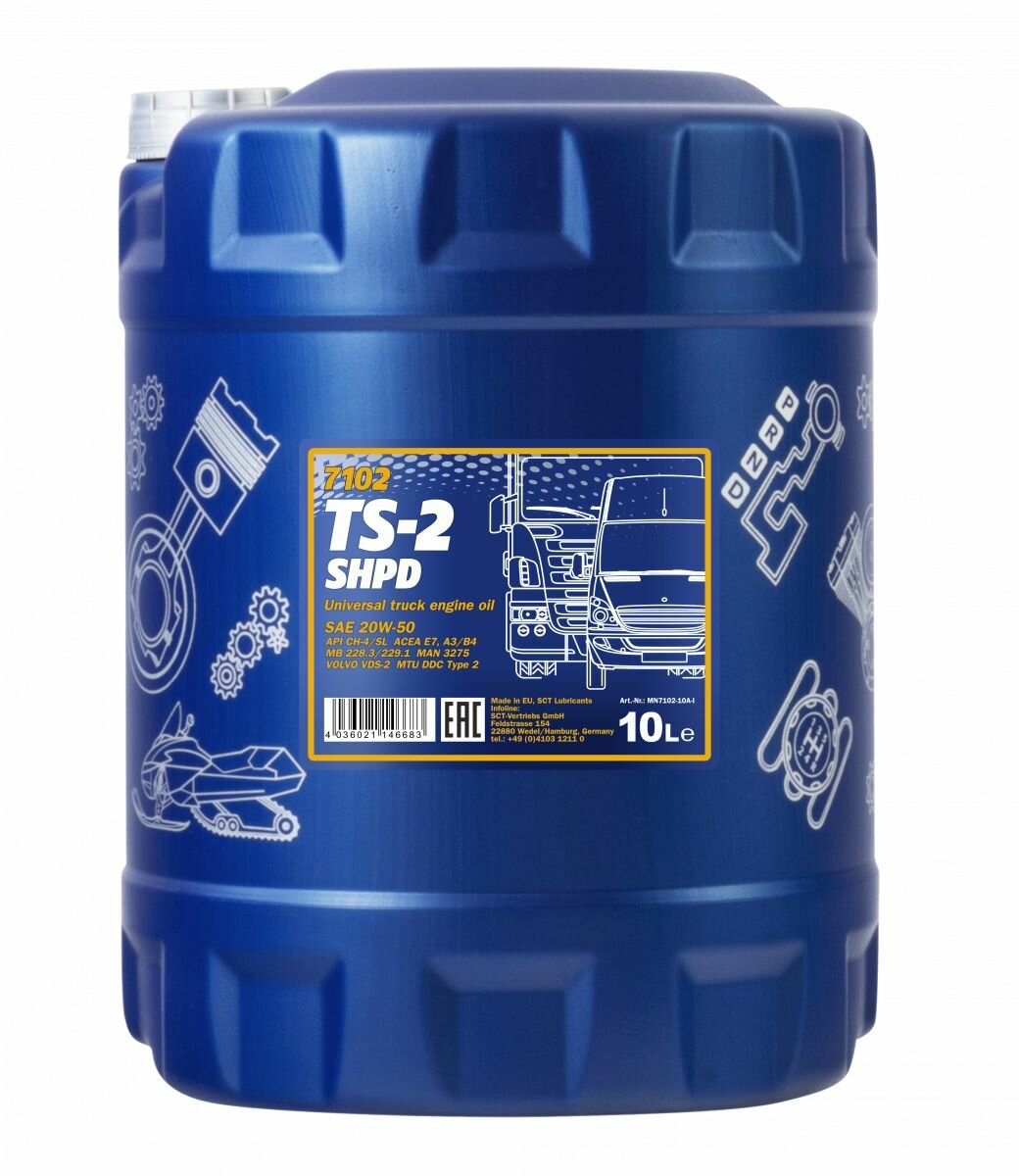Масло для грузовых автомобилей MANNOL TS-2 SHPD 20W-50 7102 - 10 л