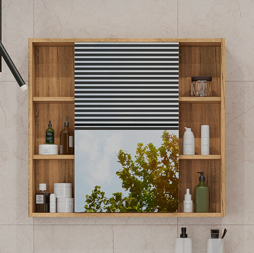 Изображение товара Зеркальный шкаф подвесной SanStar Graffa 100 для ванной комнаты Дуб вотан