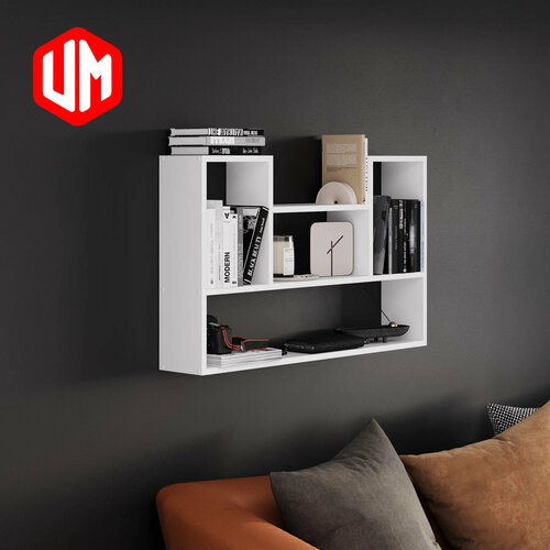 Настенная полка UnitSMebel 55х90х16, Белая для книг и сувениров