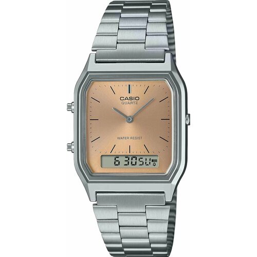 фото Наручные часы casio, серебряный, коралловый