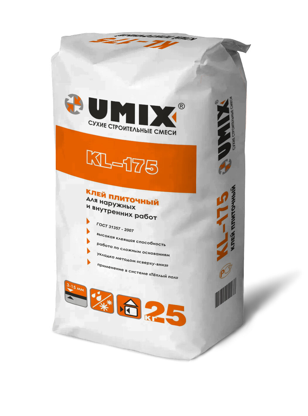 Высокопрочный морозостойкий плиточный клей KL-175 UMIX 25 кг