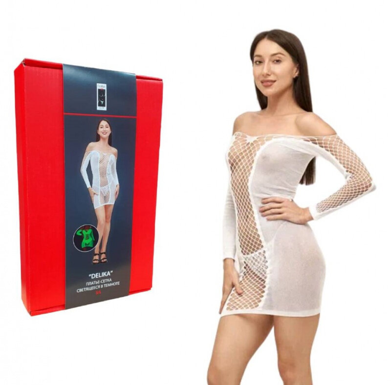 EroHot Glow Платье сетка Delika светящееся в темноте