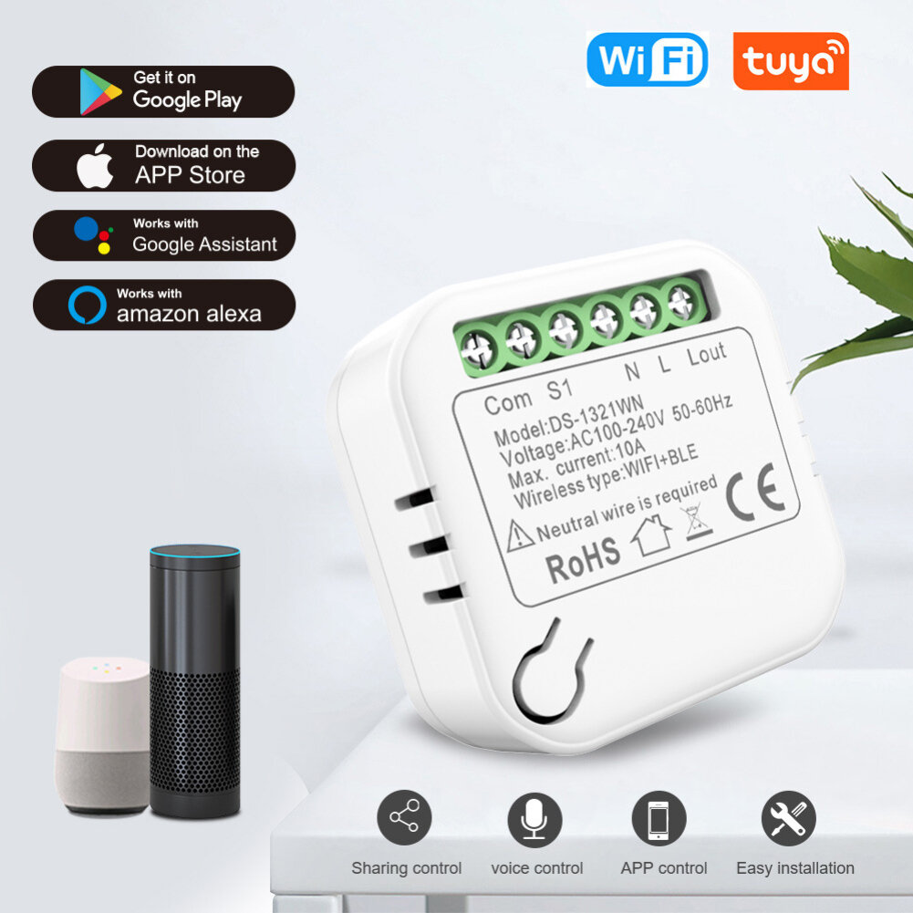 Беспроводные переключатели Wi-Fi Smart Switch Беспроводной контроллер гаражных ворот Открыватель Удаленный переключатель WiFi Поддержка 2 способов Alexa Echo Google Home