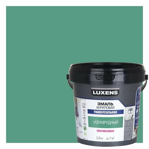 фото Эмаль универсальная luxens цвет изумрудный полуматовая 0.9 кг