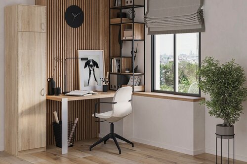 Изображение товара Шкаф распашной МебельЛэнд24 Лайт-1 Платье с антресолью Дуб Сонома 55x70x310 дуб светлый для одежды однодверный