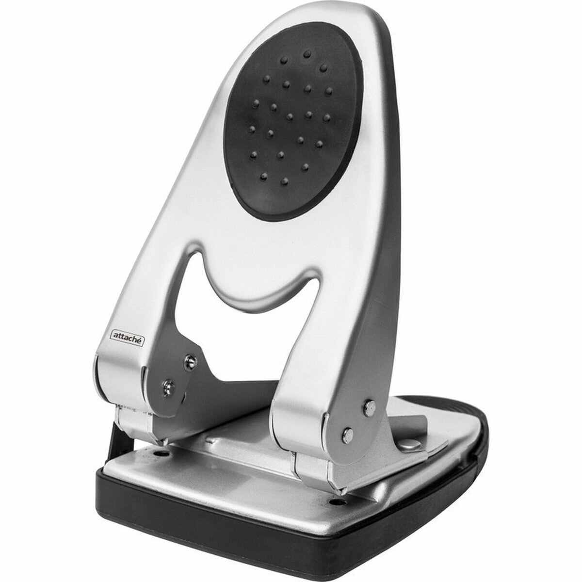 Дырокол мощный Attache 6760 (до 60 листов, 2 отверстия) линейка, металл, серебристый