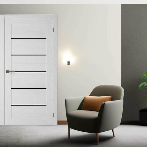 Межкомнатная дверь S 22 Ash 800х2000 мм черное стекло (комплект)