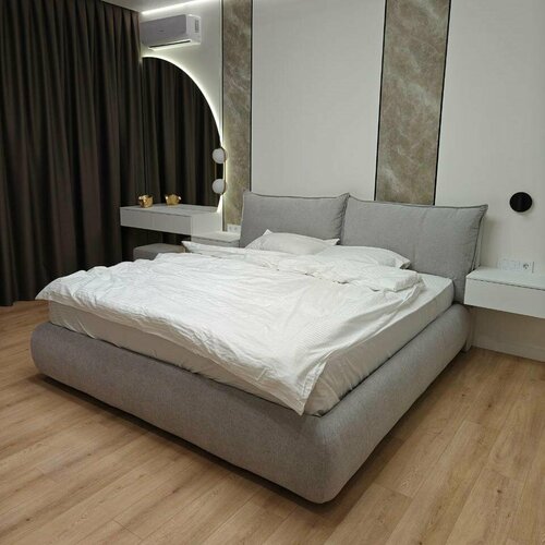VIERO Кровать Барселона мягкое изголовье с размером спального места 140х200 с ортопедическим основанием, без подъемного механизма